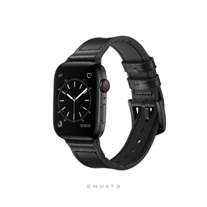 Black Leather Rubber Soft Premium Strap For Apple Watch