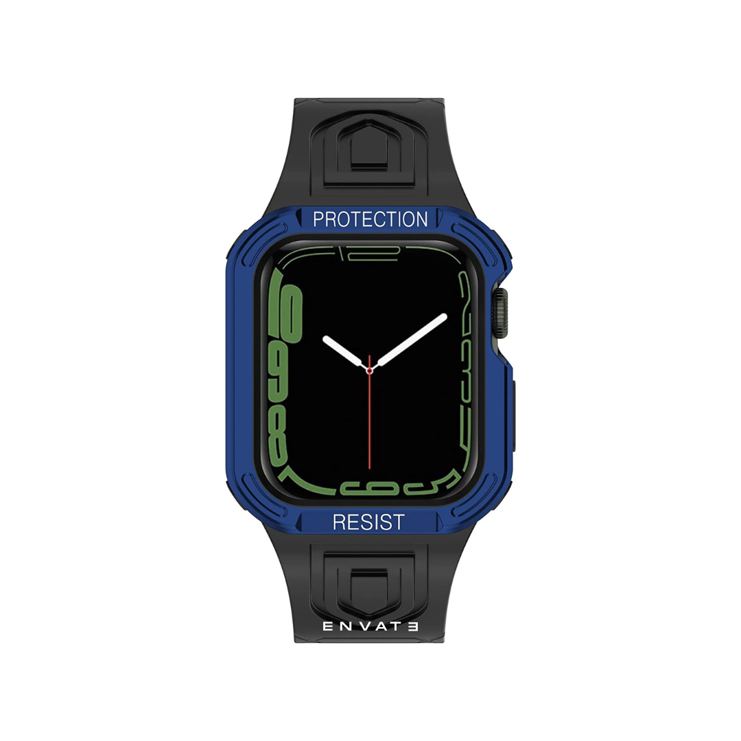 Black Blue Rugged Sports Case For Apple Watch