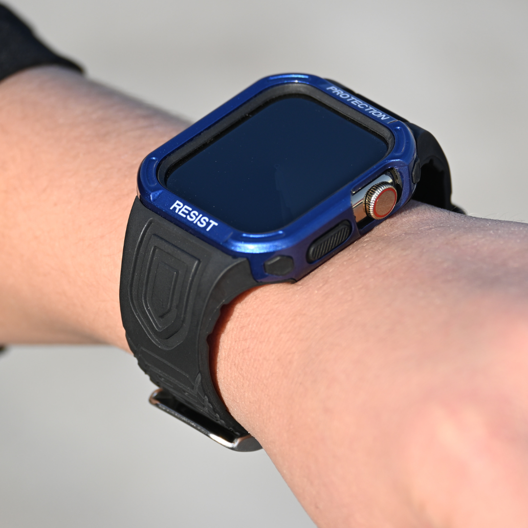 Black Blue Rugged Sports Case For Apple Watch