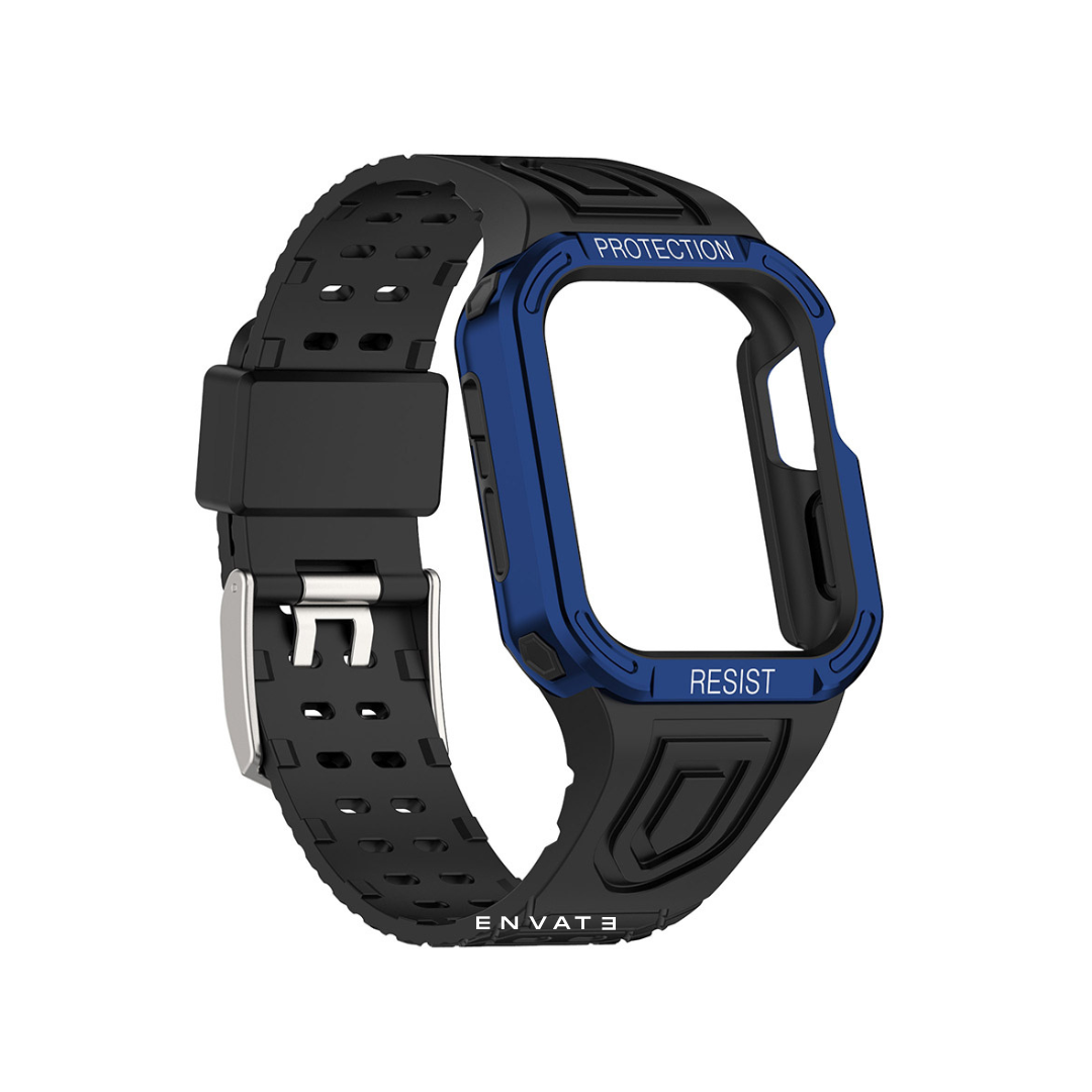 Black Blue Rugged Sports Case For Apple Watch