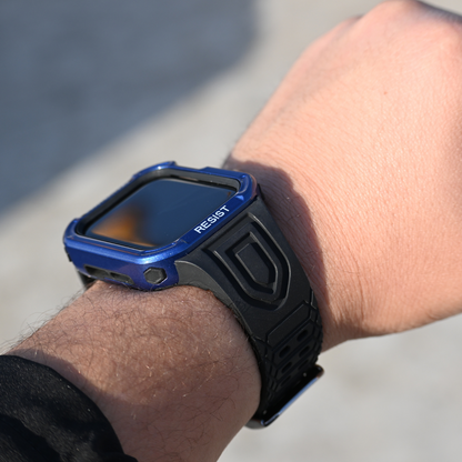 Black Blue Rugged Sports Case For Apple Watch