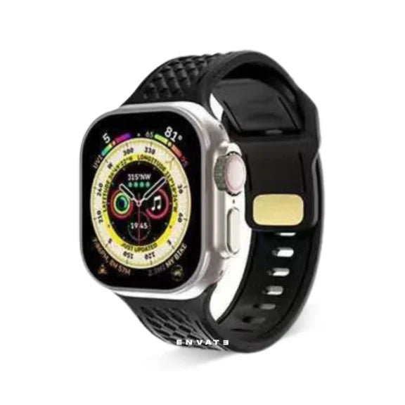 Black Gear Embossed Sports Strap For Apple Watch