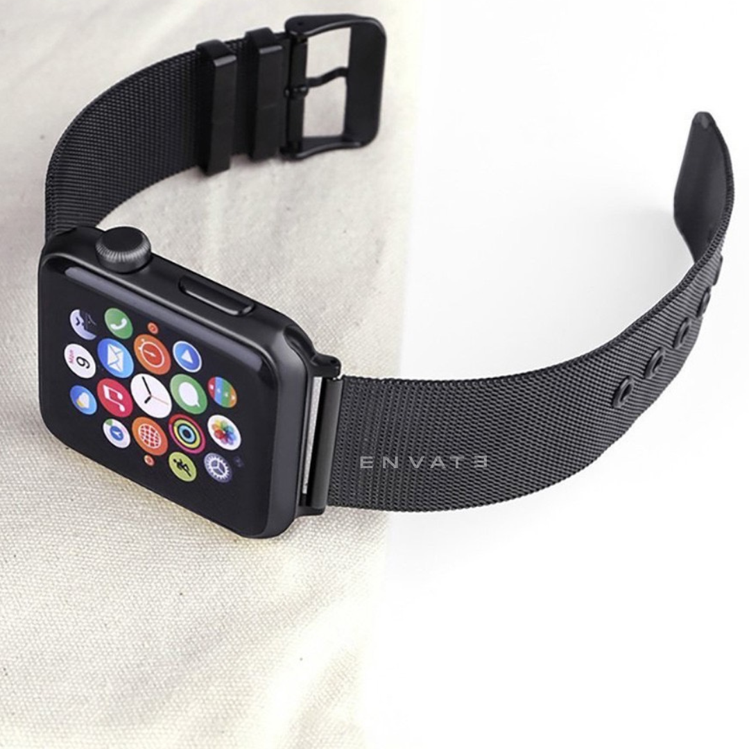 Black Milanese Buckle Strap For Apple Watch