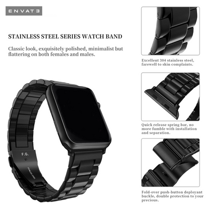 Black Classic Metal Strap For Apple Watch