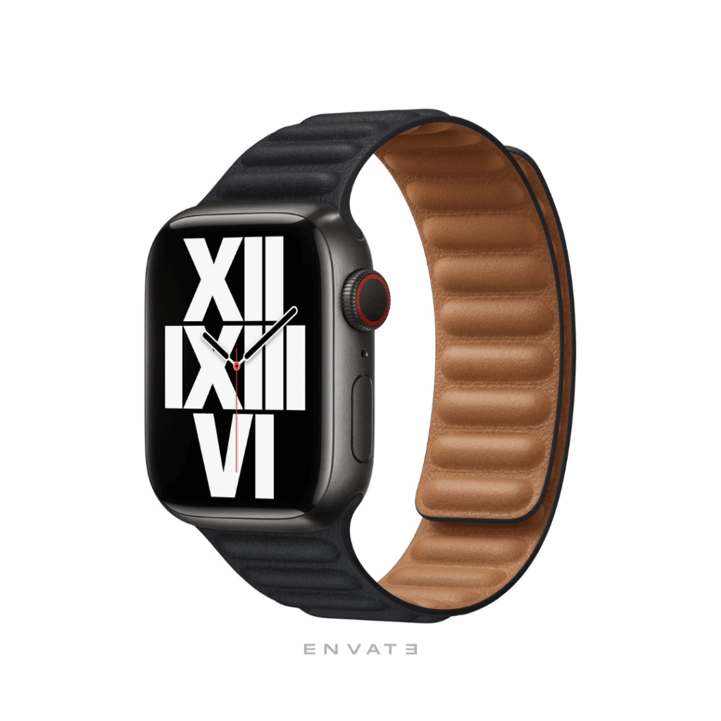 Black Leather Link Strap For Apple Watch