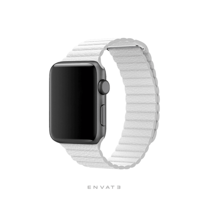 White Leather Loop Strap For Apple Watch