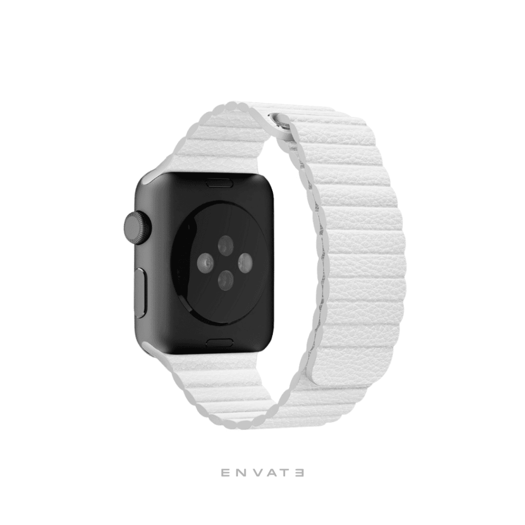 White Leather Loop Strap For Apple Watch