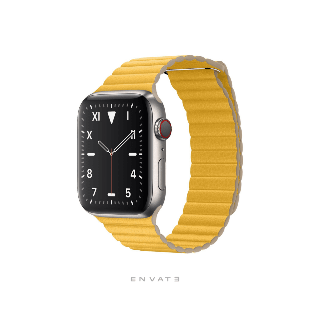 Yellow Leather Loop Strap For Apple Watch