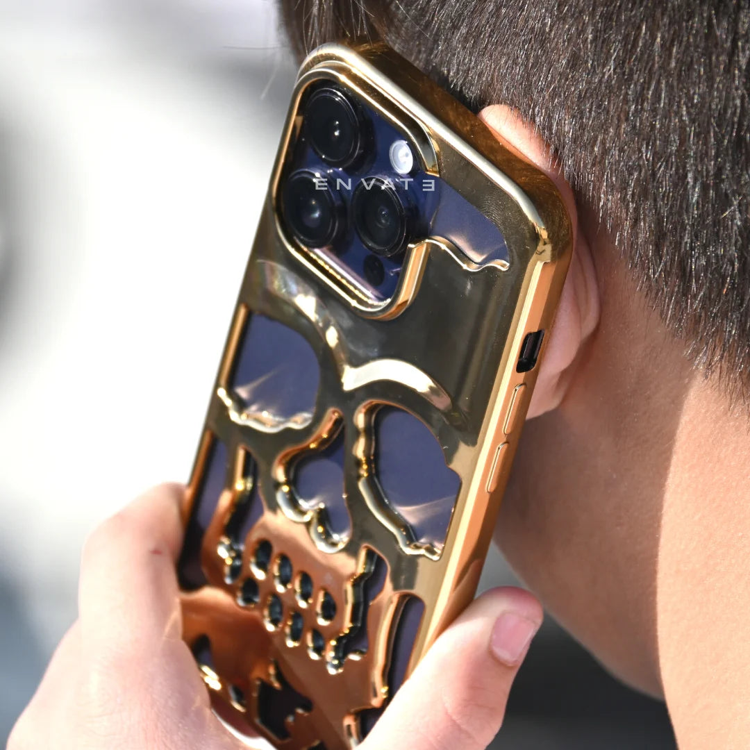 Gold Skull Through Case For Iphone