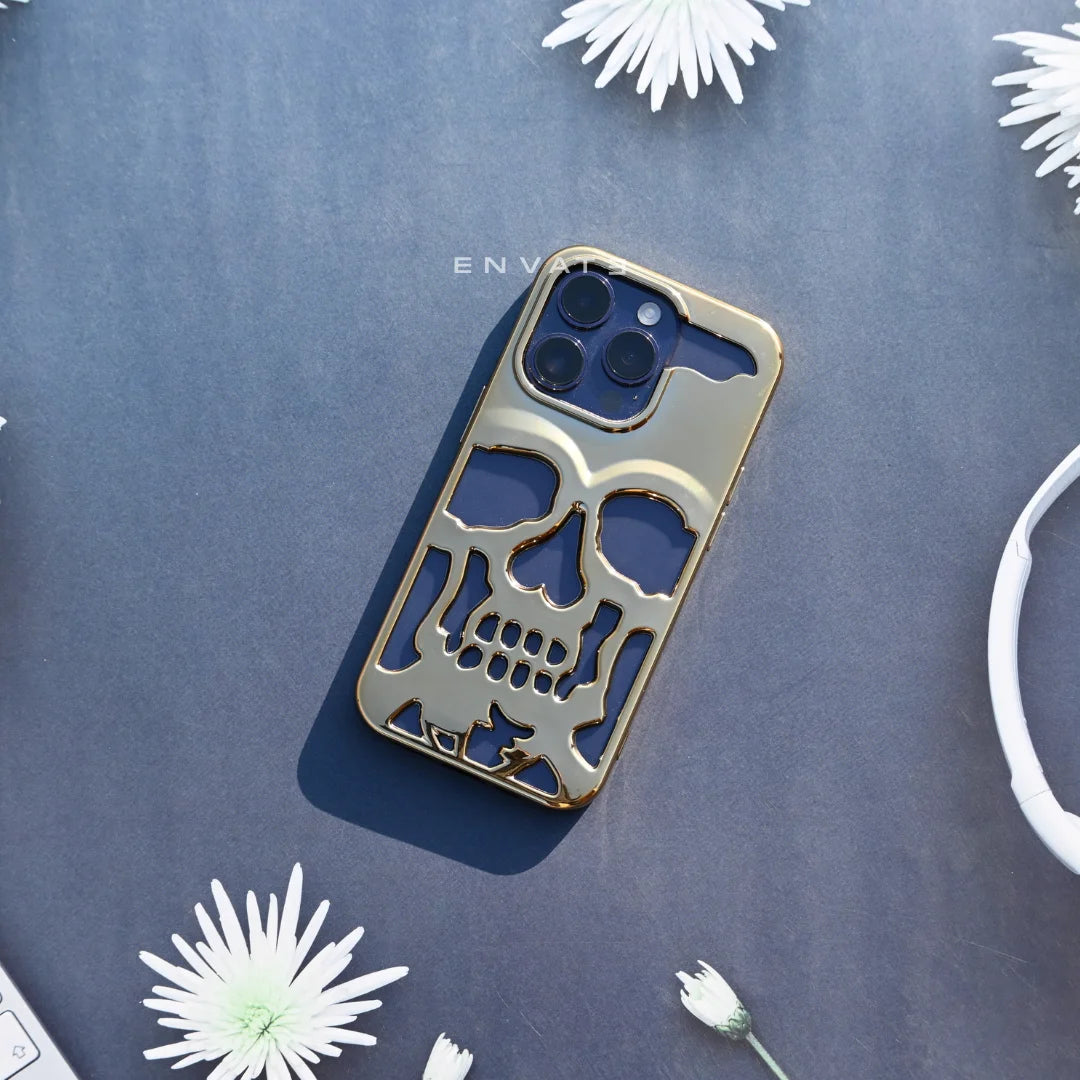 Gold Skull Through Case For Iphone