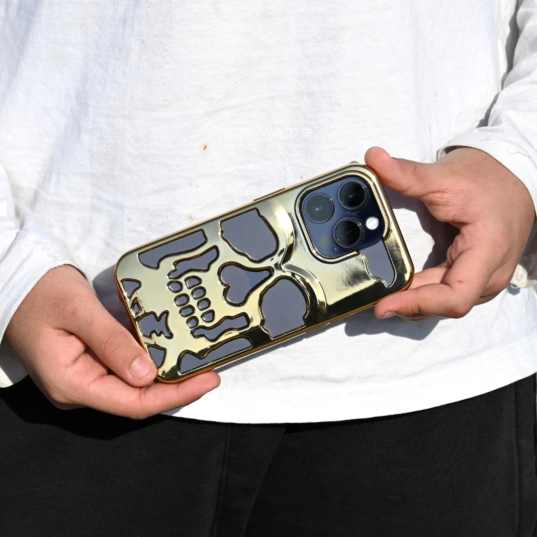 Gold Skull Through Case For Iphone