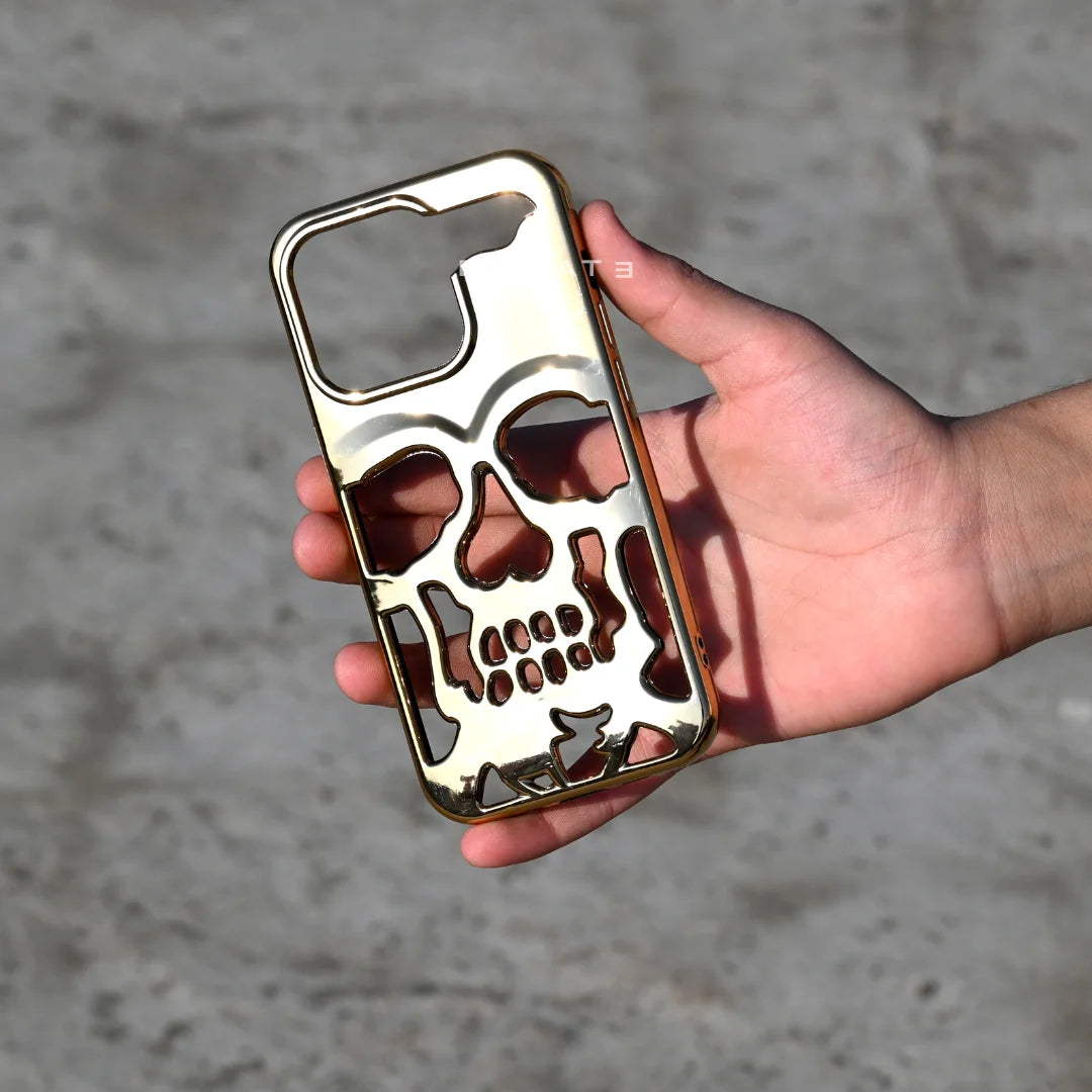 Gold Skull Through Case For Iphone