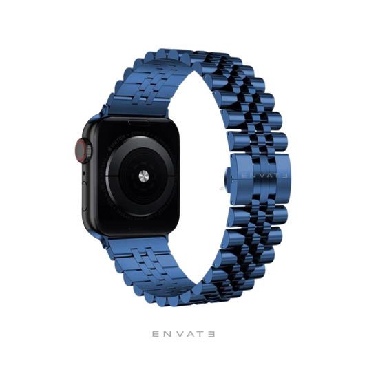 Blue Modern Classic Metal Strap For Apple Watch