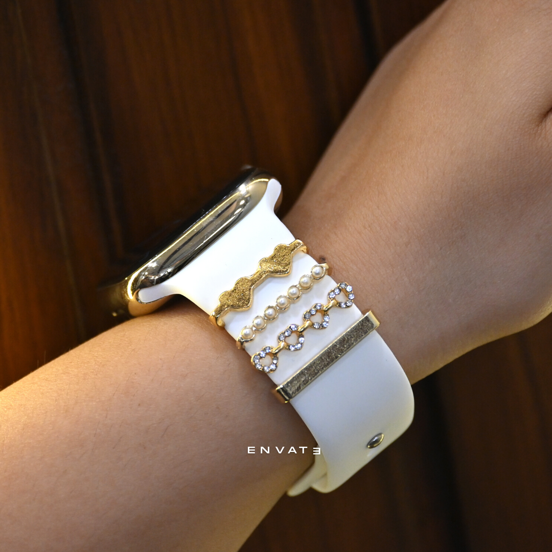 Stone Heart Jewel Charms Set For Apple Watch Sports Band