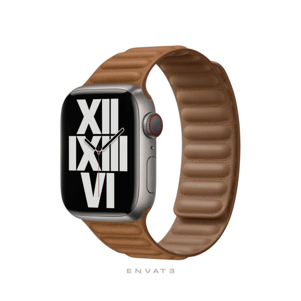 Brown Leather Link Dark Strap For Apple Watch