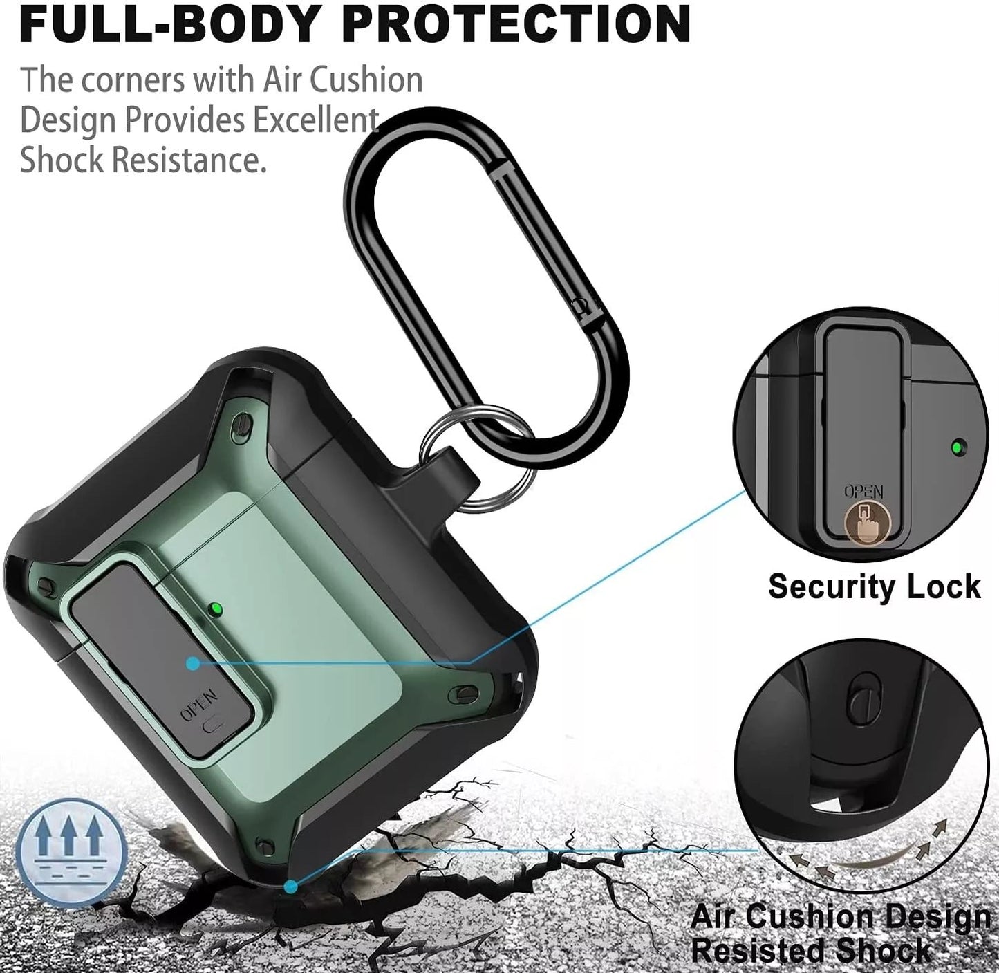 Green Armour Anti-Shock Airpods 1&2 Case