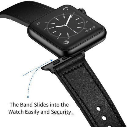 Black Leather Rubber Soft Premium Strap For Apple Watch