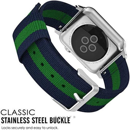 Green Denim Style Casual Stripes Strap For Apple Watch