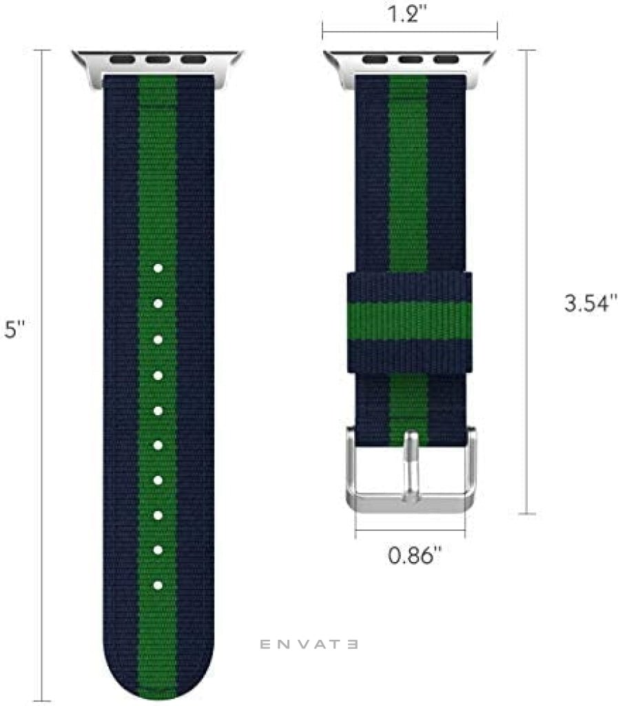 Green Denim Style Casual Stripes Strap For Apple Watch