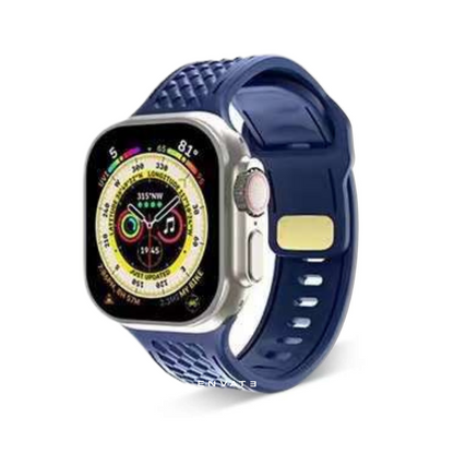 Midnight Blue Gear Embossed Sports Strap For Apple Watch