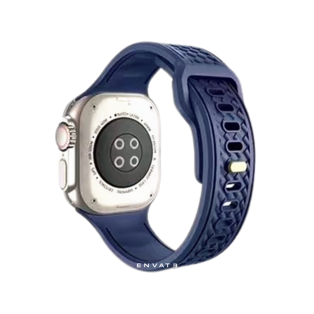 Midnight Blue Gear Embossed Sports Strap For Apple Watch