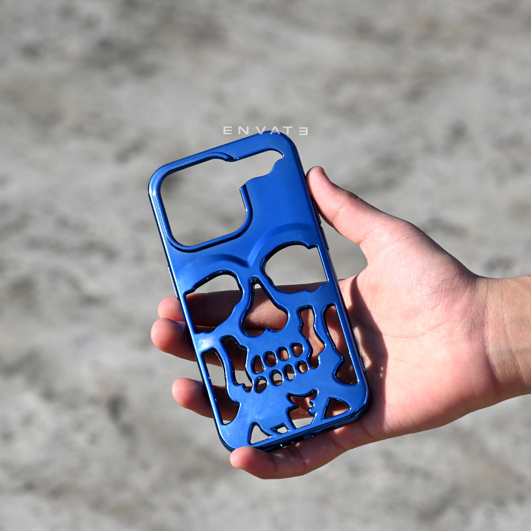 Midnight Blue Skull Through Case For Iphone