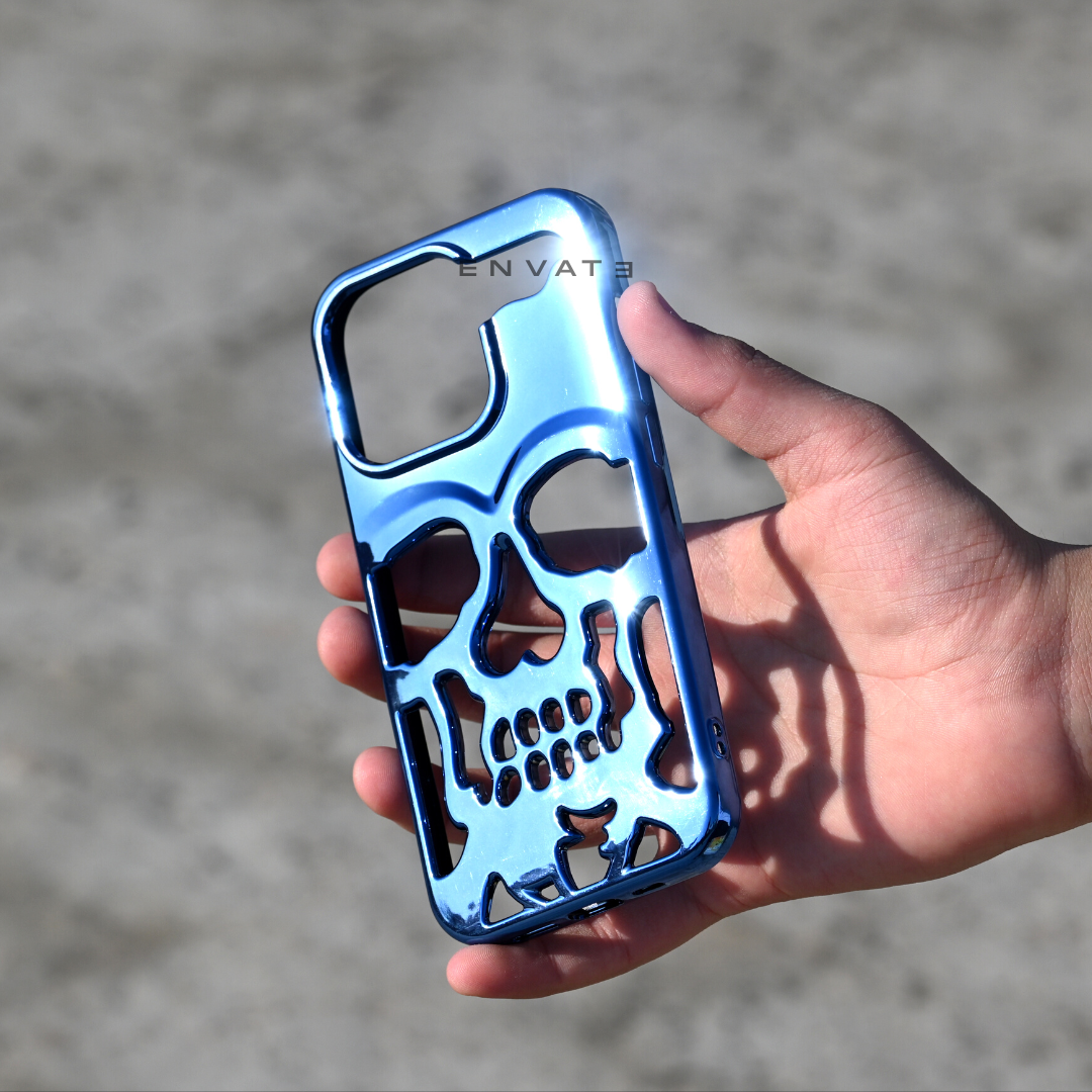 Midnight Blue Skull Through Case For Iphone