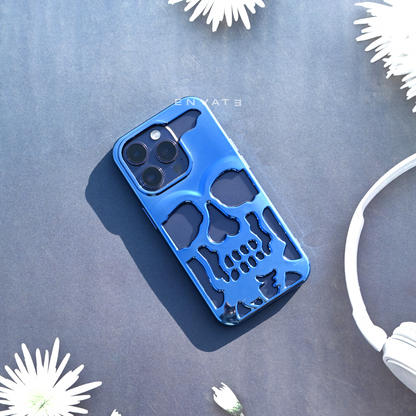 Midnight Blue Skull Through Case For Iphone