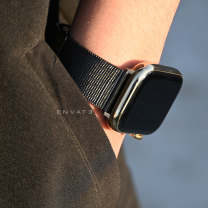 Black Milanese Buckle Strap For Apple Watch