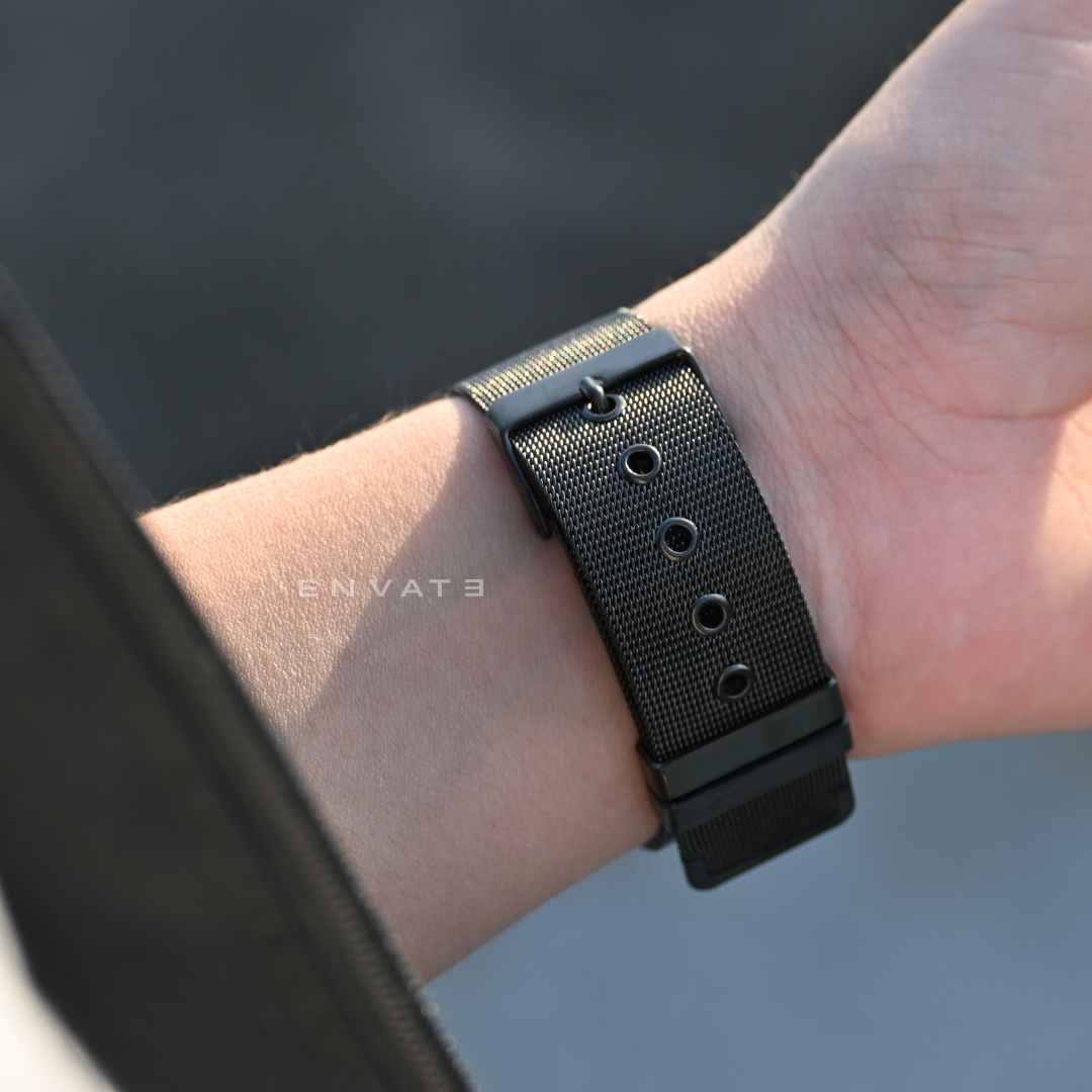 Black Milanese Buckle Strap For Apple Watch