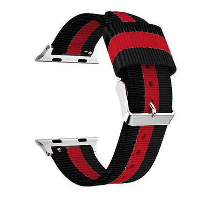 Red Black Denim Style Casual Stripes Strap For Apple Watch