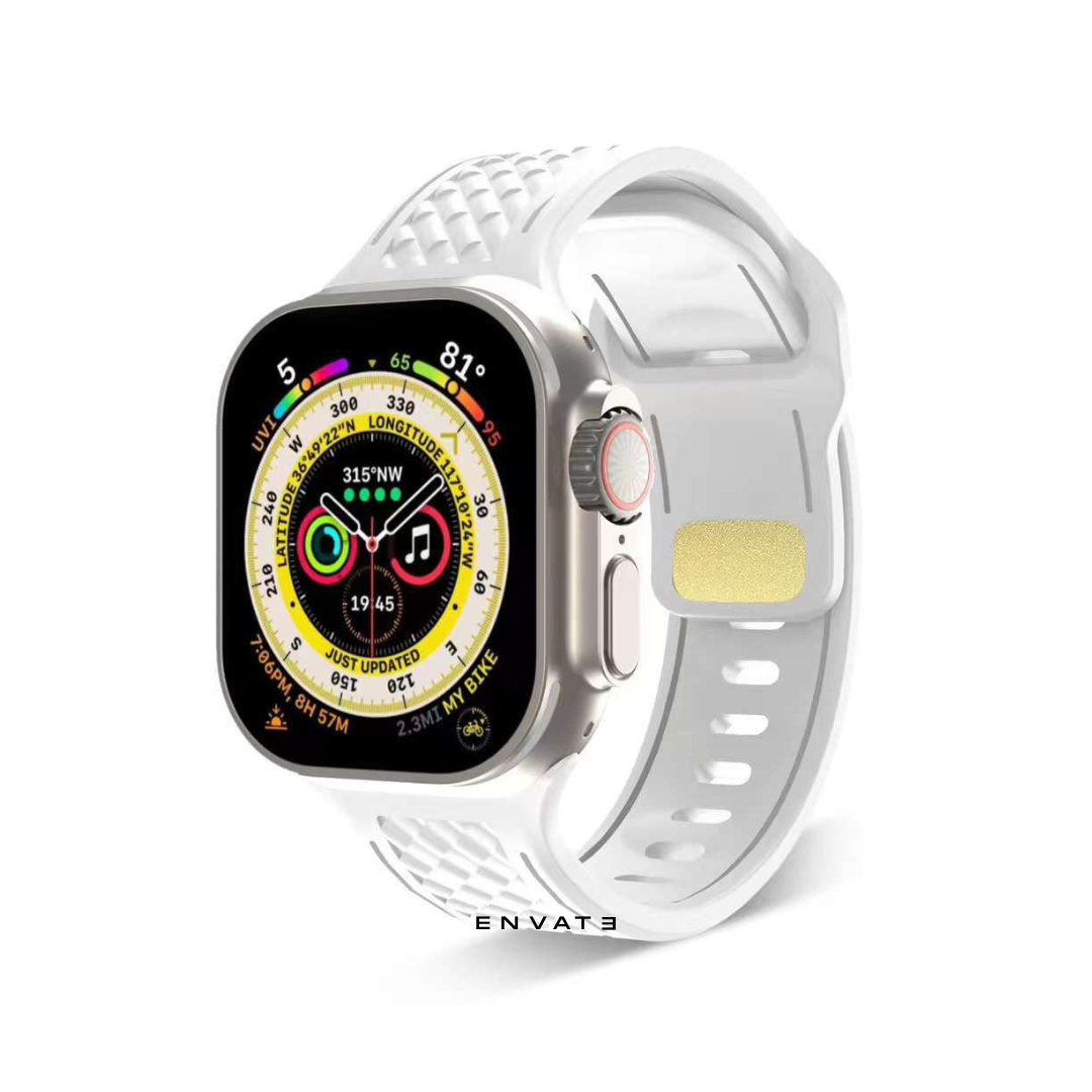 White Gear Embossed Sports Strap For Apple Watch