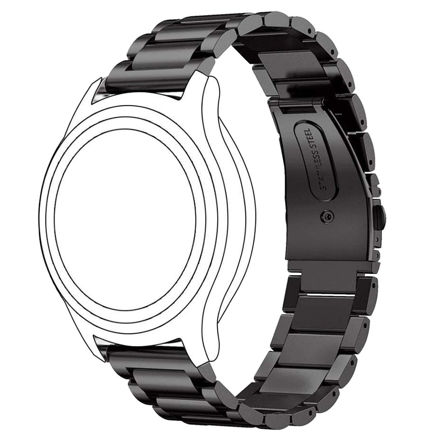 Black Classic Metal Strap For Android Watch