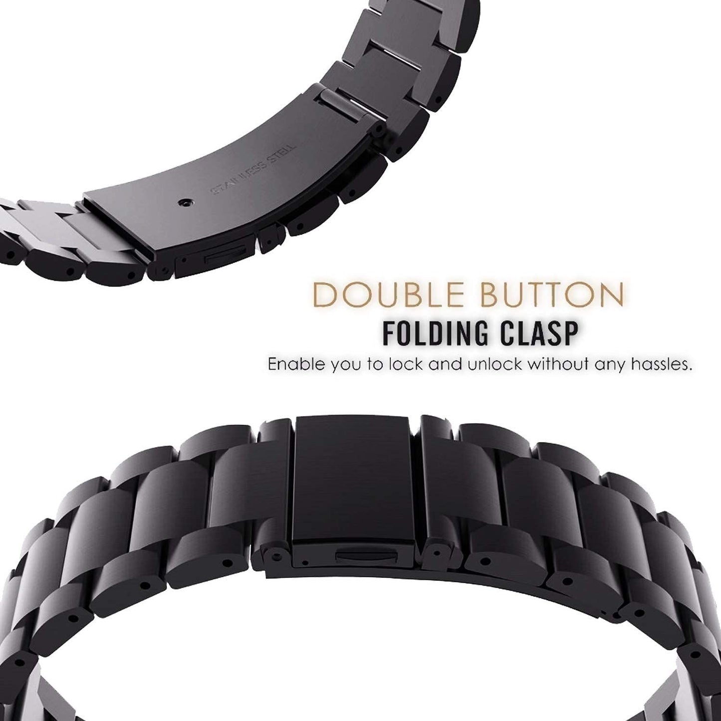 Black Classic Metal Strap For Android Watch