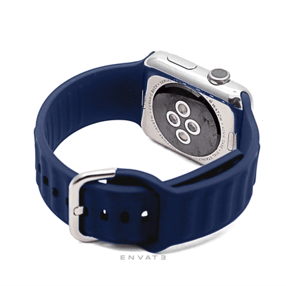 Navy Blue Sports Buckle Link Strap For Apple Watch