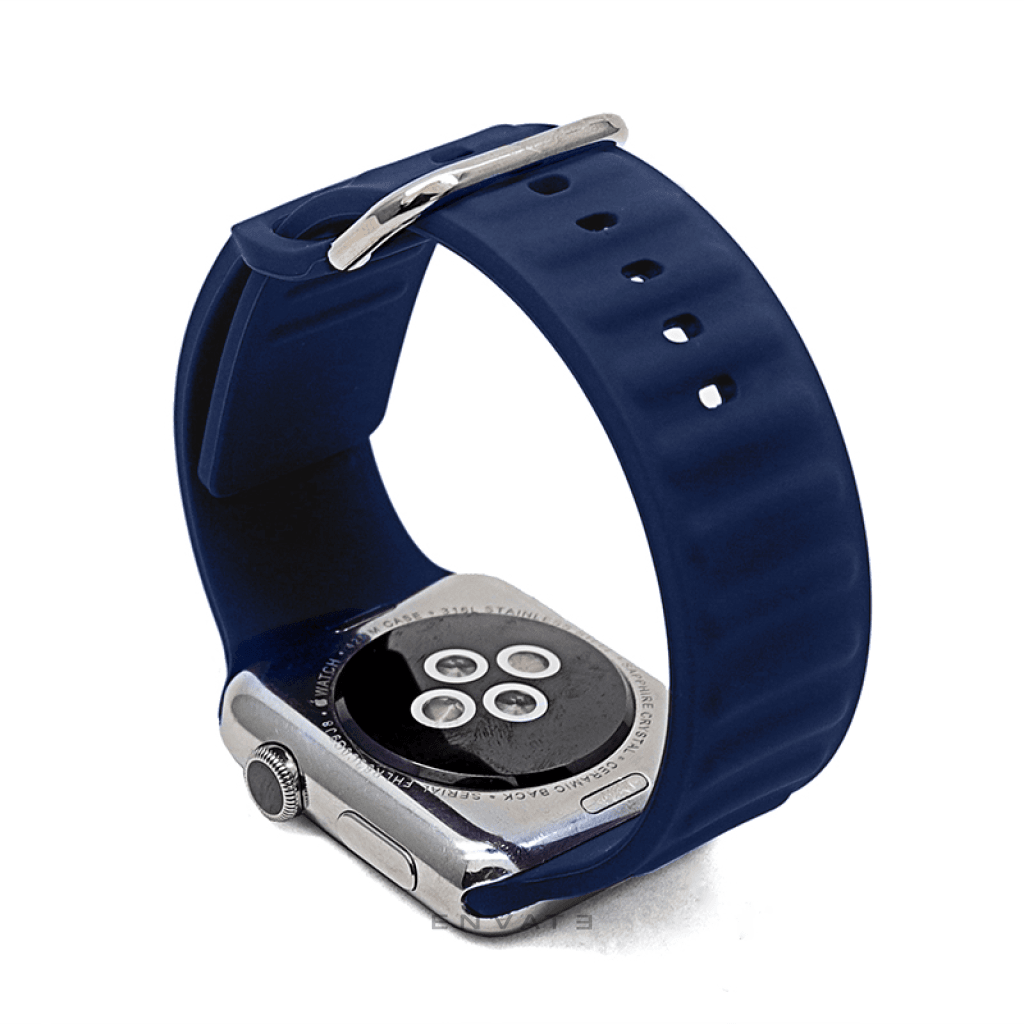 Navy Blue Sports Buckle Link Strap For Apple Watch