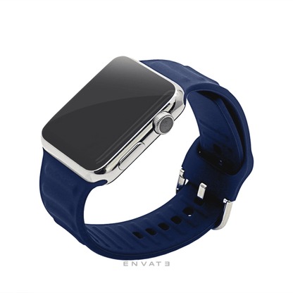 Navy Blue Sports Buckle Link Strap For Apple Watch