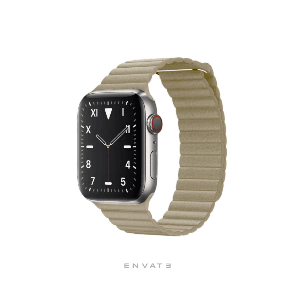 Beige Leather Loop Strap For Apple Watch