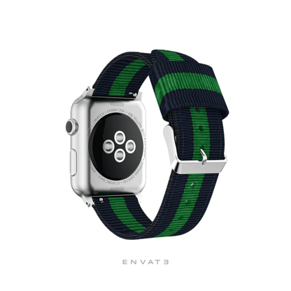 Green Denim Style Casual Stripes Strap For Apple Watch